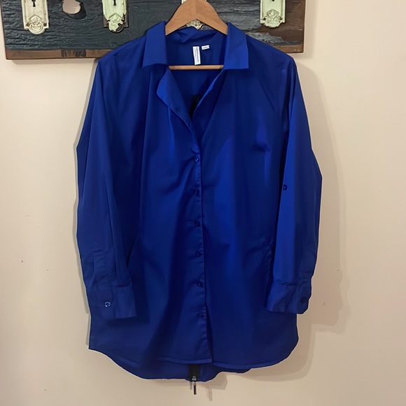Katherine Barclay Cobalt Blue Button-Down Shirt with Back Zipper Size Large - Picture 6 of 14